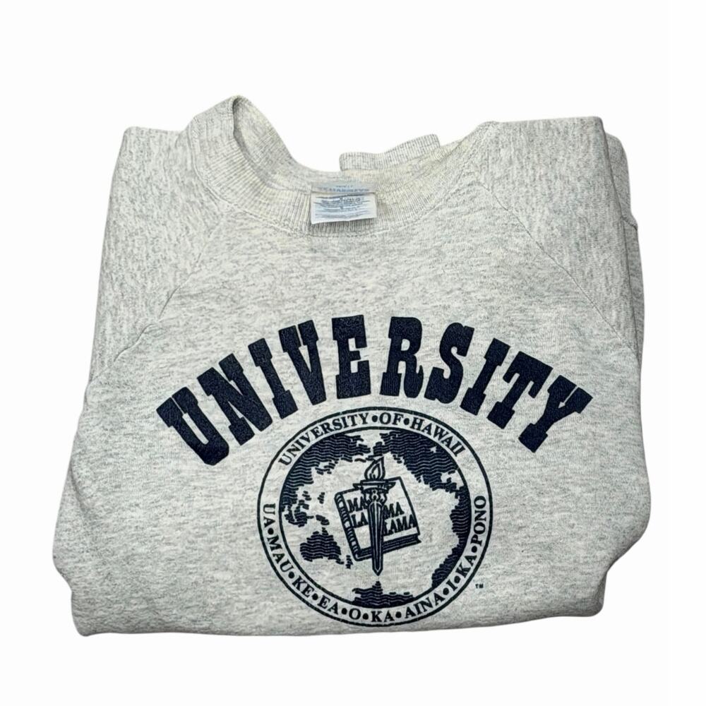 Vtg Rare 80’s University of Hawaii Hanes Fleece Crewneck Sweater Size Large - Picture 2 of 7